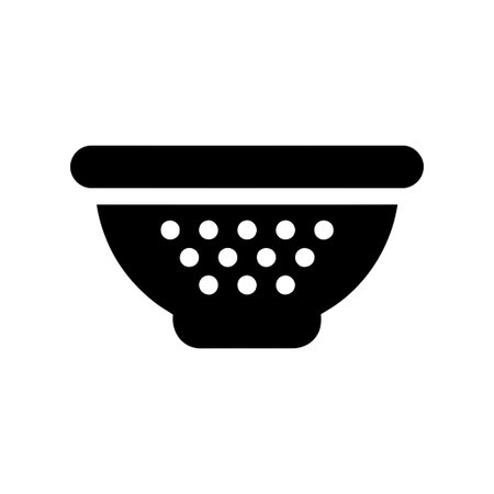 Colander kitchen utensil featuring a perforated bowl design for draining food and washing ingredients in the kitchenのイラスト素材