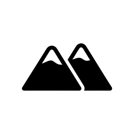 Mountains illustration of two mountain peaks in black and white design for nature related artのイラスト素材