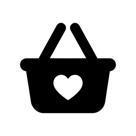 shopping basket icon with heart symbol representing love for purchases and minimal design styleのイラスト素材