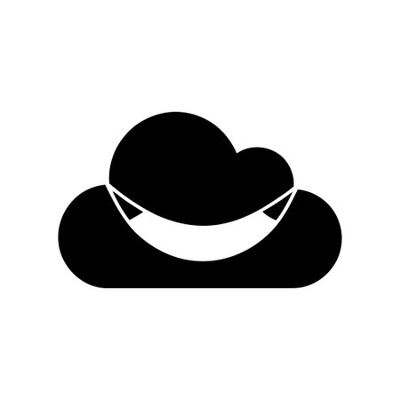 Cloud symbol with a happy smiling element inside representing positive weatherのイラスト素材