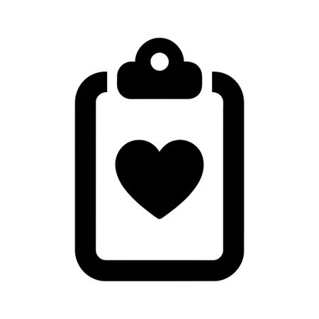 Heart symbol on clipboard representing medical health records or love notesのイラスト素材