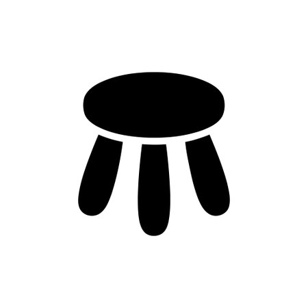 Stool minimalist silhouette featuring a round top and three distinct legs on a pure white backdrop creating a simple graphic elementのイラスト素材