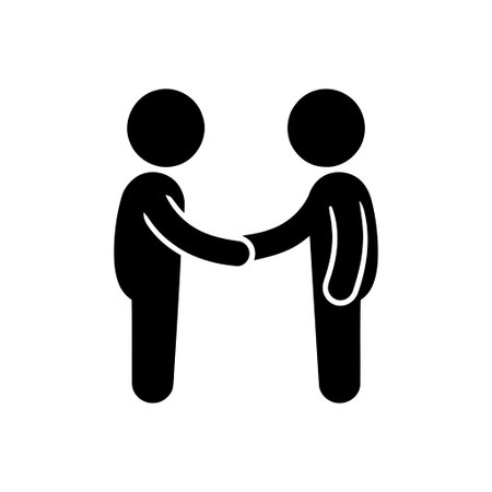 Handshake between two stylized people symbolizes agreement collaboration and partnershipのイラスト素材