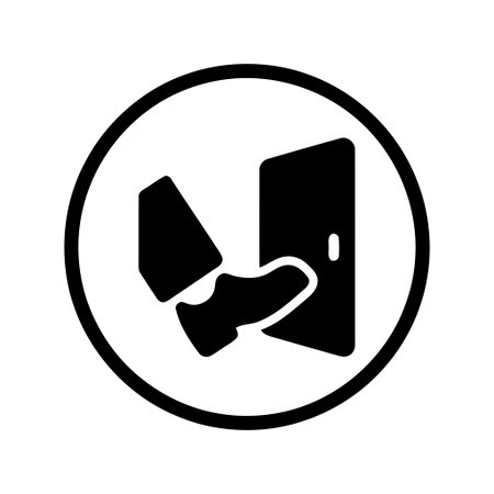 Foot opening door icon for contactless push operation symbol promoting hygiene and hands free accessのイラスト素材