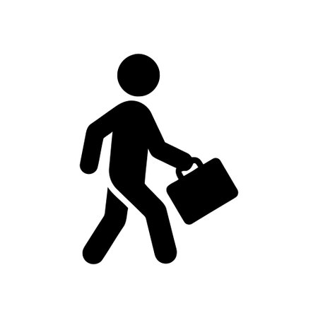 Businessperson walking with a briefcase icon representing work and travelのイラスト素材