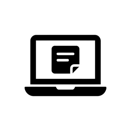 Laptop displaying a document icon representing online file access digital information and e learning resourcesのイラスト素材