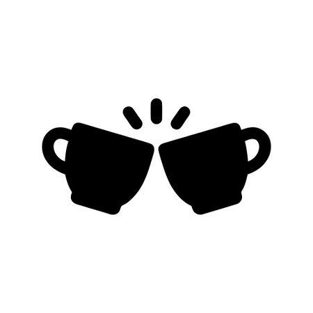 Cups clinking together create a simple icon symbolizing cheers friendship and celebrationのイラスト素材