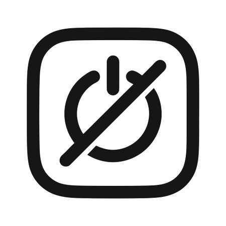 Power off disable symbol icon in a modern rounded square graphic depicting a clear instruction