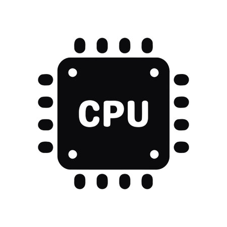 CPU chip icon displaying a central processing unit symbol of modern computer technology