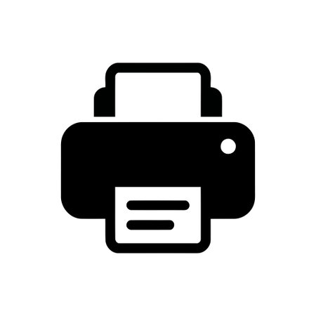 Printer icon for office document printing on a clean white background Essential symbol for digital...