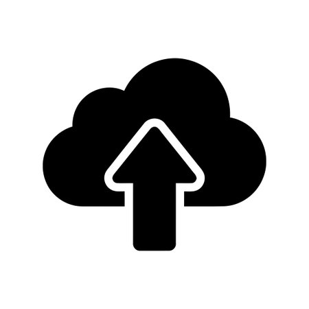 Upload cloud symbol illustrating data transfer to remote storage or internet services for digital...