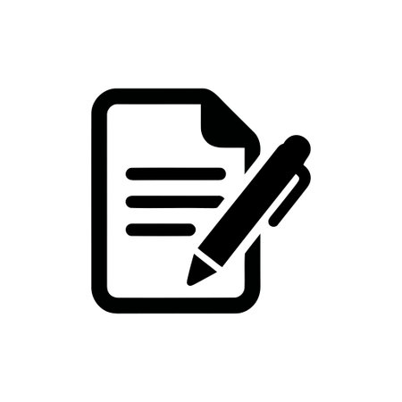 Document with a pen representing writing editing or signing a contract agreement or official formのイラスト素材