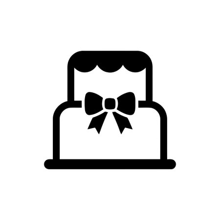 Cake dessert icon featuring two layers and a charming decorative bow perfect for celebrations and...