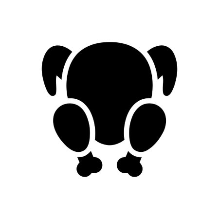 Chicken roasted whole poultry icon graphic illustration Minimalist solid black silhouette perfect for culinary designsのイラスト素材