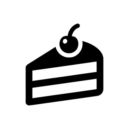 Cake slice icon with cherry topping representing a delicious sweet dessert for celebrations
