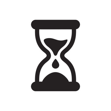 Hourglass graphic illustrates time passing with sand moving through the bulbs symbolizing urgency or...