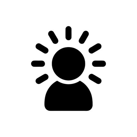 Idea concept shows a person with radiating lines from the head symbolizing new ideas inspiration and...