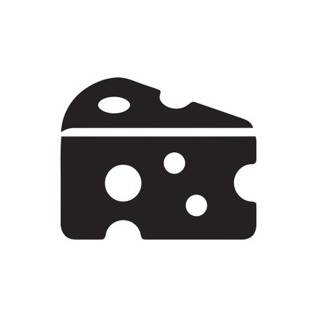 Cheese slice icon represents a delicious dairy product with characteristic holes for various food related designsのイラスト素材