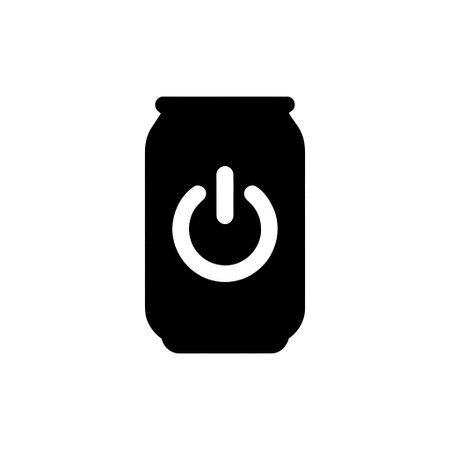 Power symbol on a black can silhouette suitable for branding and icon design