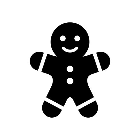 Gingerbread man cookie icon with decorative icing for festive holiday celebrations and Christmas...