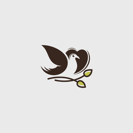 Vector logo of Love, Leaves, birds icon line art pictureのイラスト素材