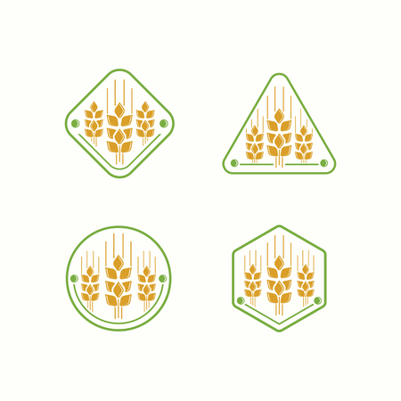 Wheat logo farm illustration templateのイラスト素材