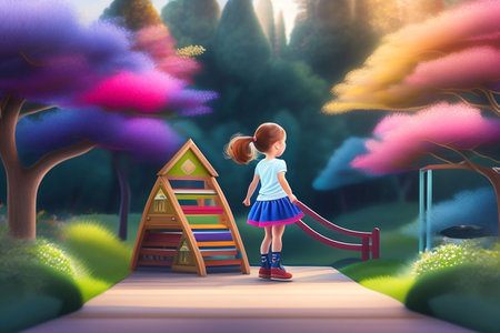 Illustration of a children's playground in 3 D styleの素材