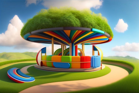 Illustration of a children's playground in 3 D styleの素材