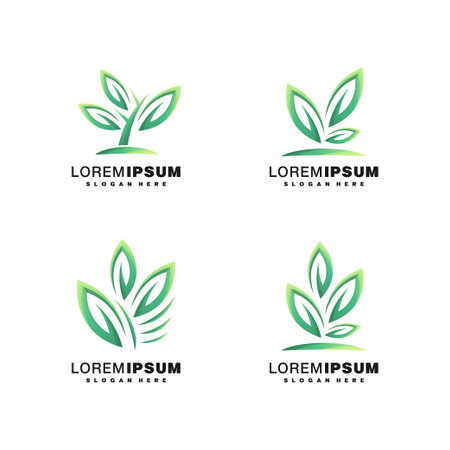 Leaf colorful logo design setのイラスト素材