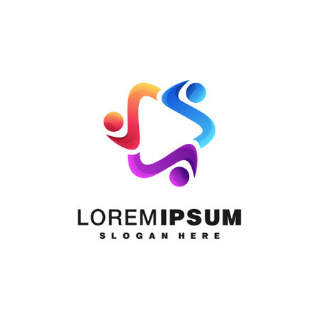 Abstract people colorful logoのイラスト素材