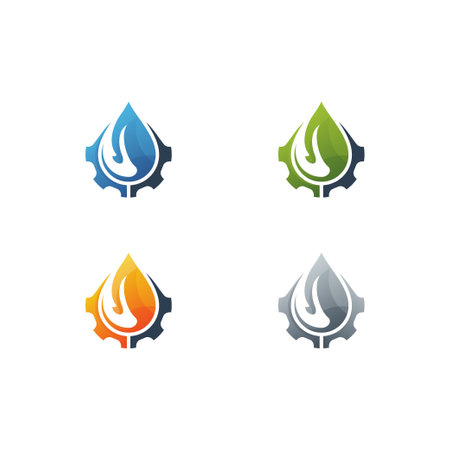 abstract set of water drop color icons on white backgroundのイラスト素材