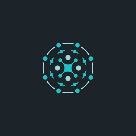 Vector icon of science, biology, physics, chemical logos. Laboratory identity, atoms,のイラスト素材