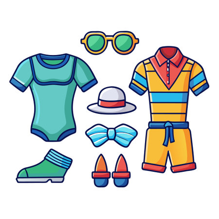 Colorful summer clothing and accessoriesのイラスト素材