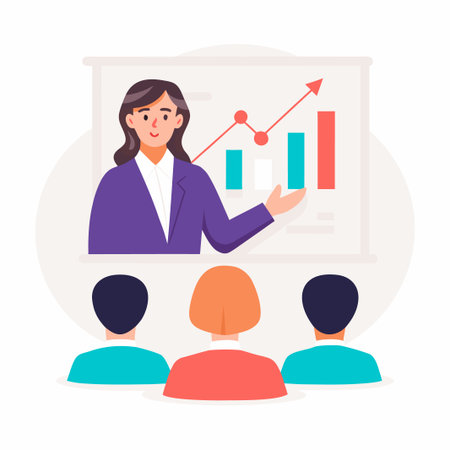 Woman presenting data to a groupのイラスト素材