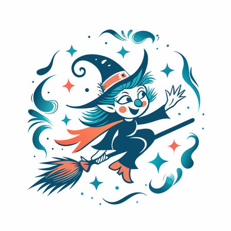 Witch on broom!のイラスト素材