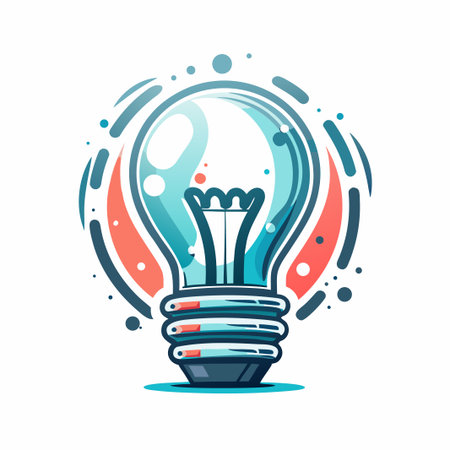 Lightbulb shines brightly. Idea, innovation in illustrationのイラスト素材
