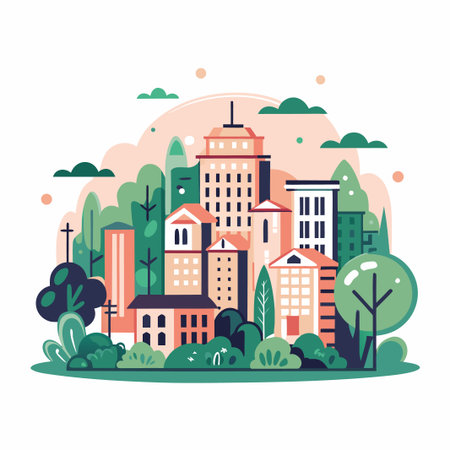 Cityscape with Treesのイラスト素材