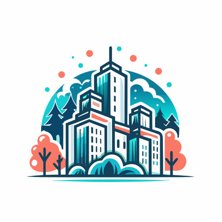 Cityscape with Forestのイラスト素材