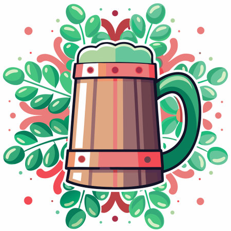 Green beer mug, shamrockのイラスト素材