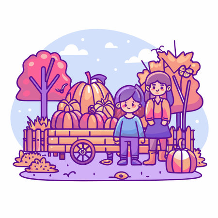 Fall Harvest Sceneのイラスト素材