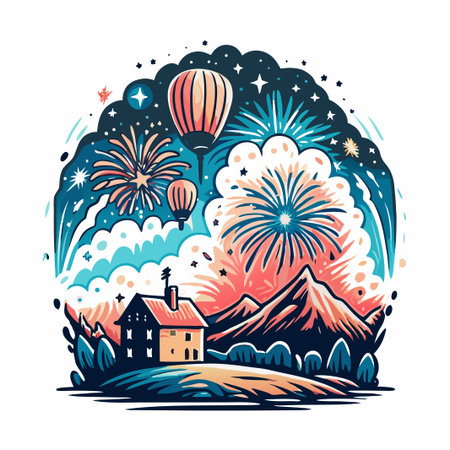 Festive Night Landscapeのイラスト素材