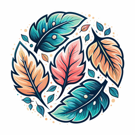 Colorful Leaf Circle Designのイラスト素材