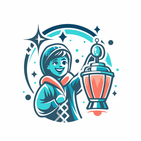 Child Lighting Lanternのイラスト素材