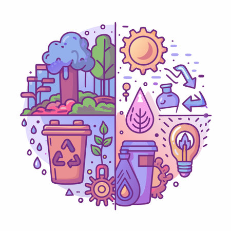 Eco-friendly design with nature, recycling, sustainability conceptのイラスト素材