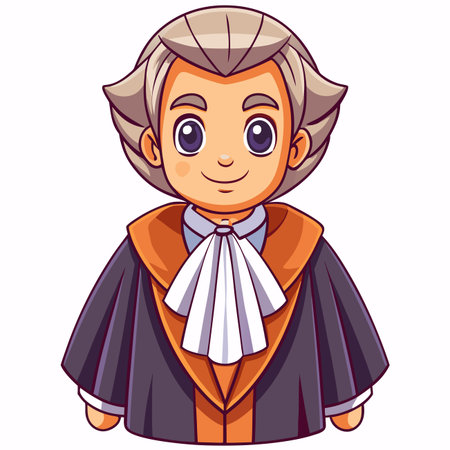 Cartoon person in robe, pale hair, friendly expressionのイラスト素材