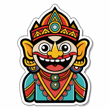 Colorful ornate demon. Smiling. Bright design. Graphic artのイラスト素材