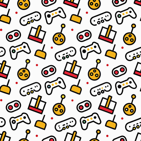Game controllers pattern retro and modern gaming elements on white background