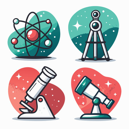 Four science-themed graphic iconsのイラスト素材