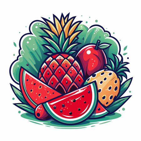 Colorful fruit graphic designのイラスト素材