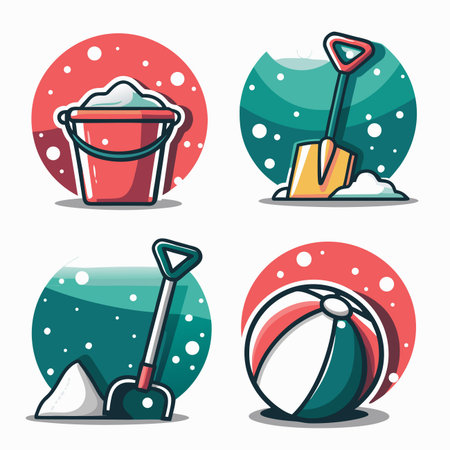 Beach items bucket, shovel, ballのイラスト素材